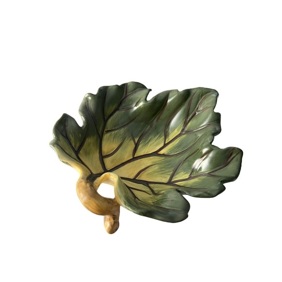 Elements (2) Ceramic Leaves Trinkey Trays Holder Spoon Rest Catch All Decor - Picture 11 of 11